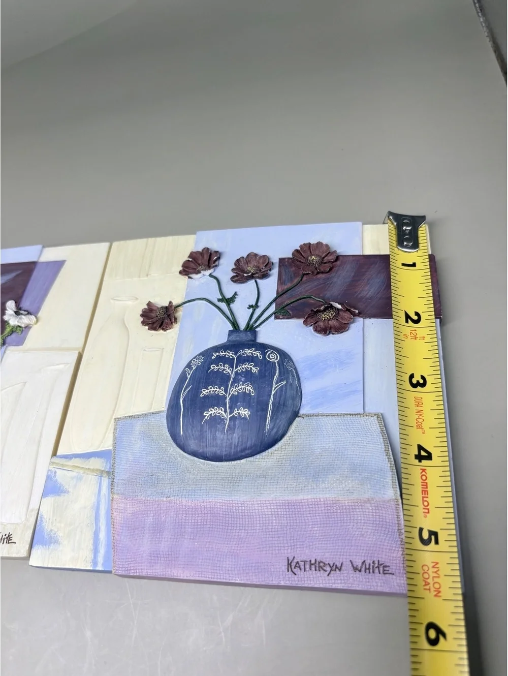 Set of 2 Handmade 3D Mixed Media Floral Wall Art Panels